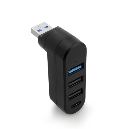 Adapter HUB USB 3xUSB + USB TYP-C Reverse czarny